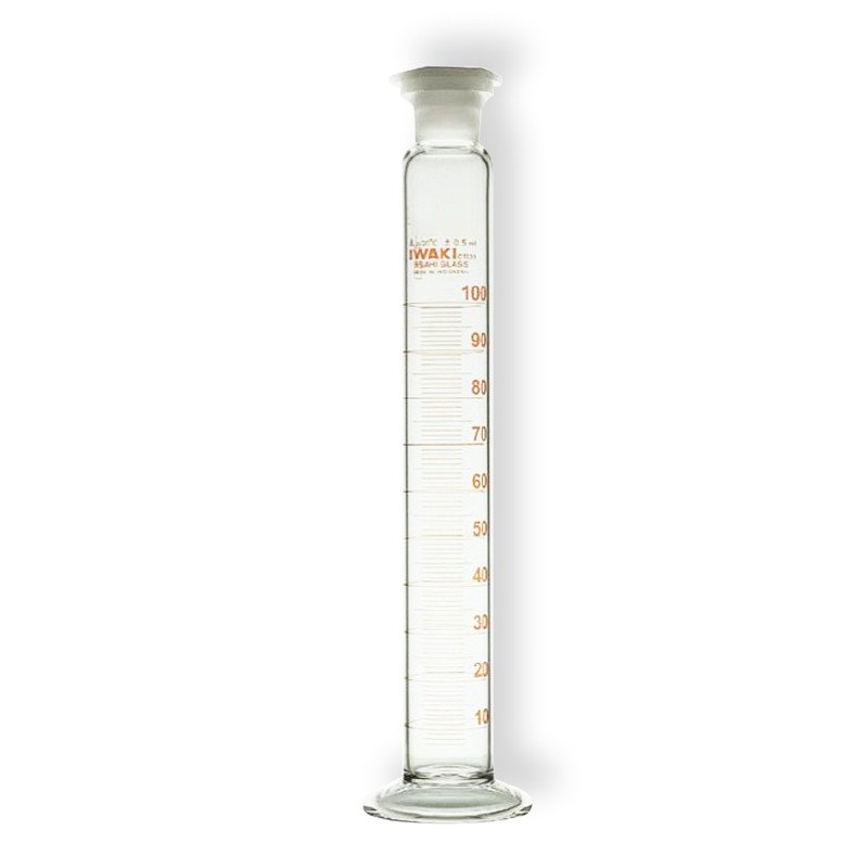 Measuring Cylinder With Plastic Stopper, Class A, Amber Graduation 100 ml