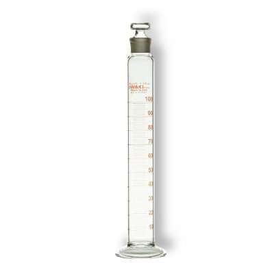 Measuring Cylinder With Glass Stopper, Class A, Amber Graduation 100 ml