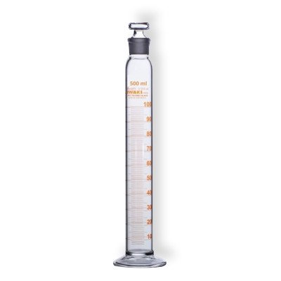 Measuring Cylinder With Glass Stopper, Class A, Amber Graduation 500 ml