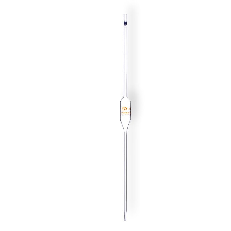 Volumetric Pipette, Class A, Amber Graduation, 50 ml, Color Code, Blow Out